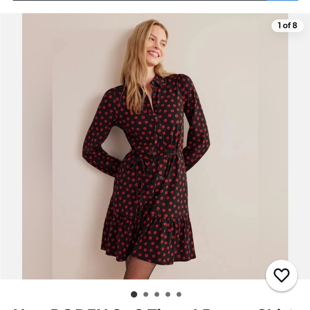 Boden Black Floral Long Sleeve Dress